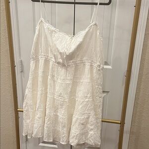Abercrombie & Fitch Cream Lace-Trim Mini Dress